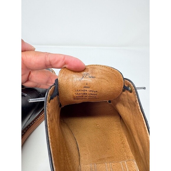 J Crew Mens Shoes Black Oar Stripe Italian Leather Derby Lace Up Formal US 8 - Picture 14 of 14